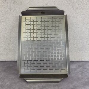 Weber Style Stainless Steel Grill Pan Perforated Vegetable Fish Basket 18.5x11.5